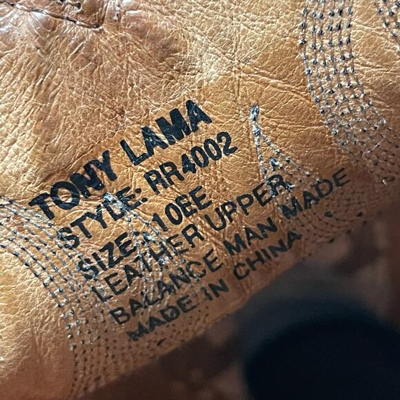 Tony Lama Black Leather Cowboy Boots ZR Oil Resistant Men’s Size 10EE Extra Wide - Picture 10 of 11